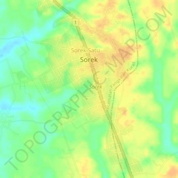 Topografische Karte Sorek, Höhe, Relief