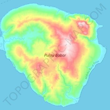 Topografische Karte Pulau Babar, Höhe, Relief