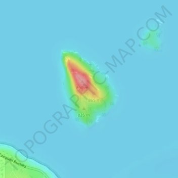 Topografische Karte Isla Huemul, Höhe, Relief