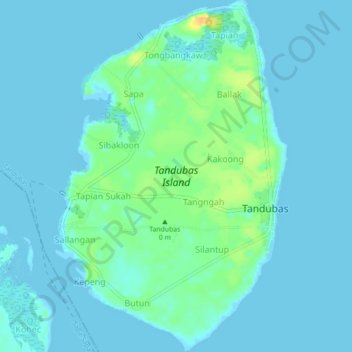 Topografische Karte Tandubas Island, Höhe, Relief