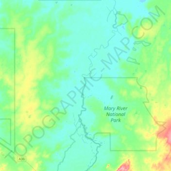 Topografische Karte Mary River, Höhe, Relief
