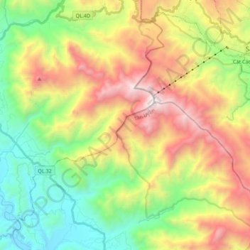 Topografische Karte Fansipan, Höhe, Relief