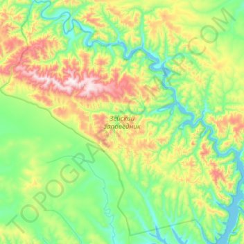Topografische Karte Зейский заповедник, Höhe, Relief