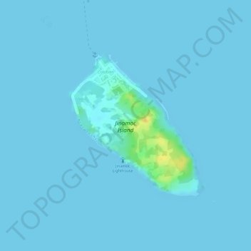 Topografische Karte Jinamoc Island, Höhe, Relief