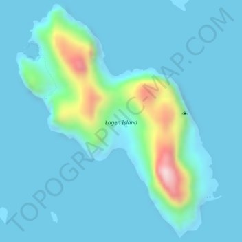 Topografische Karte Lagen Island, Höhe, Relief