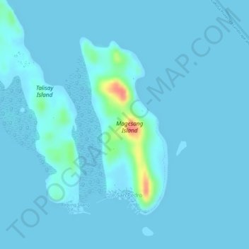 Topografische Karte Magesang Island, Höhe, Relief