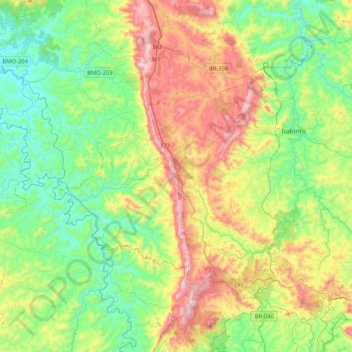 Topografische Karte Serra da Moeda, Höhe, Relief