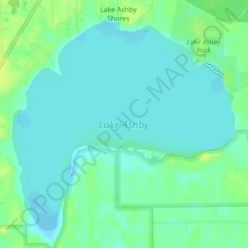 Topografische Karte Lake Ashby, Höhe, Relief