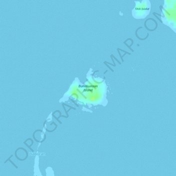 Topografische Karte Bunabunaan Island, Höhe, Relief