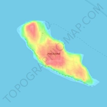 Topografische Karte Hat Island, Höhe, Relief