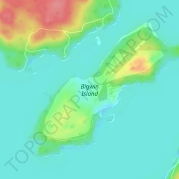 Topografische Karte Bigwin Island, Höhe, Relief