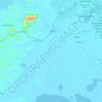 Topografische Karte Rio Ururaí, Höhe, Relief