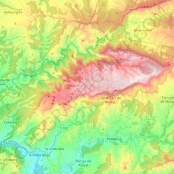 Topografische Karte Parc Natural de la Serra de Montsant, Höhe, Relief