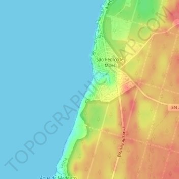 Topografische Karte Praia São Pedro de Moel, Höhe, Relief