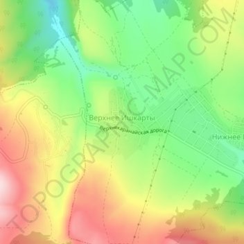 Topografische Karte Верхнее Ишкарты, Höhe, Relief