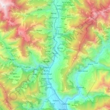 Topografische Karte Beas River, Höhe, Relief