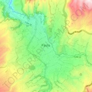 Topografische Karte Pasto, Höhe, Relief