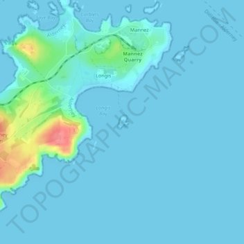 Topografische Karte Raz Island, Höhe, Relief