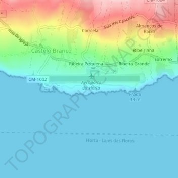 Topografische Karte Ribeira Pequena, Höhe, Relief