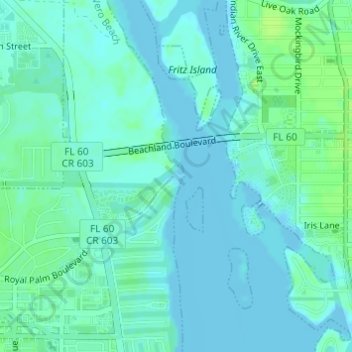 Topografische Karte Royal Palm Pointe Park, Höhe, Relief