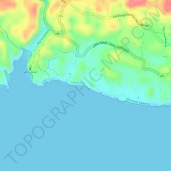 Topografische Karte Pantai Porok, Höhe, Relief