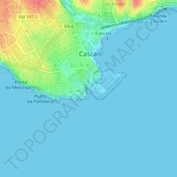 Topografische Karte Praia de Santa Marta, Höhe, Relief