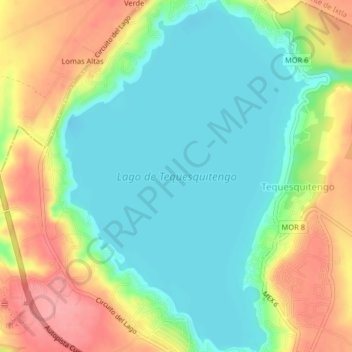 Topografische Karte Lago de Tequesquitengo, Höhe, Relief