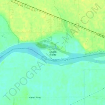 Topografische Karte Snake River, Höhe, Relief
