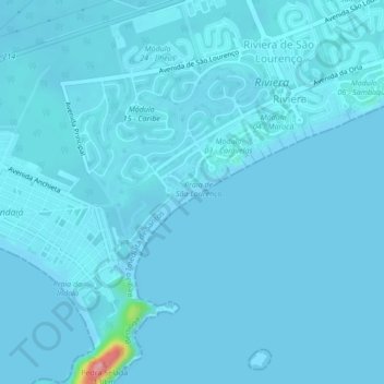 Topografische Karte Praia de São Lourenço, Höhe, Relief
