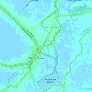 Topografische Karte Walnut Grove, Höhe, Relief