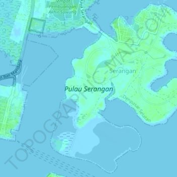Topografische Karte Serangan Island, Höhe, Relief