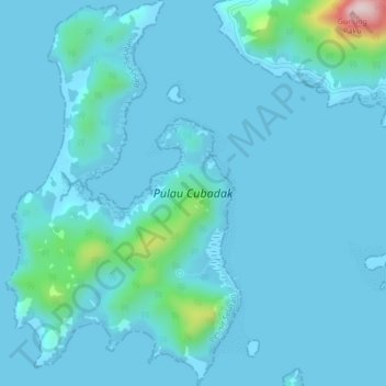 Topografische Karte Pulau Cubadak, Höhe, Relief
