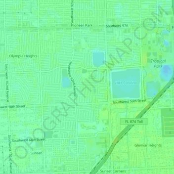 Topografische Karte Olympia Heights, Höhe, Relief