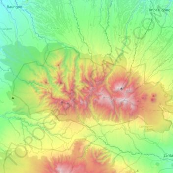 Topografische Karte Mount Kitanglad Range Natural Park, Höhe, Relief