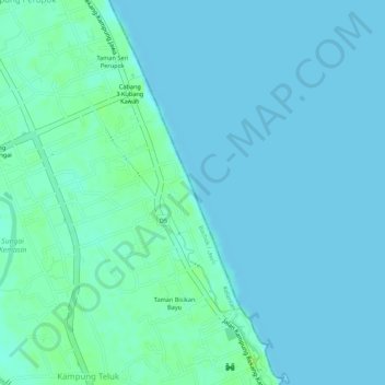 Topografische Karte Pantai Irama, Höhe, Relief