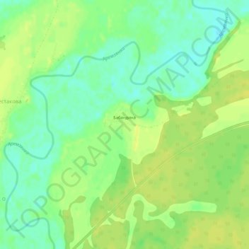 Topografische Karte Бабандина, Höhe, Relief