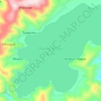 Topografische Karte Danau Anggi Gida, Höhe, Relief