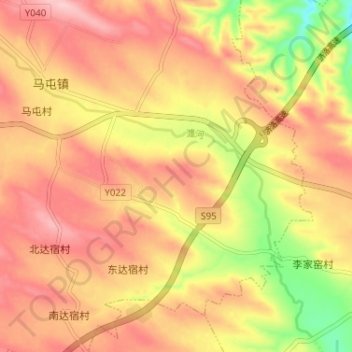 Topografische Karte 瀍河, Höhe, Relief