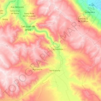 Topografische Karte Cunas, Höhe, Relief