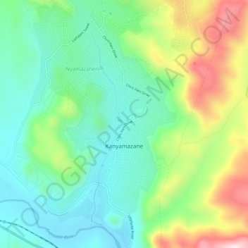 Topografische Karte Kanyamazane, Höhe, Relief