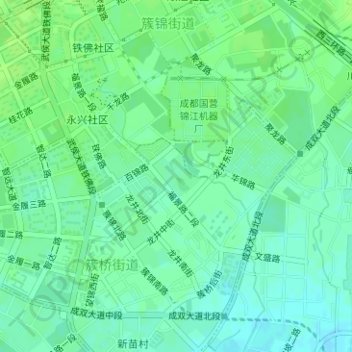 Topografische Karte 簇锦公园, Höhe, Relief