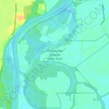 Topografische Karte Willamette Mission State Park, Höhe, Relief