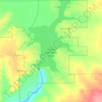 Topografische Karte Sumner Lake State Park, Höhe, Relief