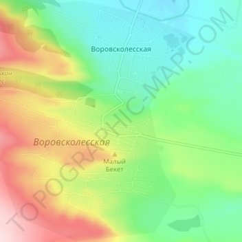 Topografische Karte Воровсколесская, Höhe, Relief