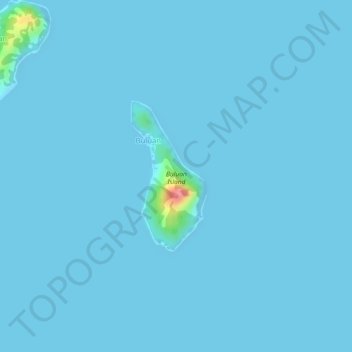 Topografische Karte Buluan Island, Höhe, Relief