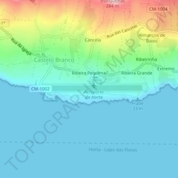 Topografische Karte Ribeira Pequena, Höhe, Relief