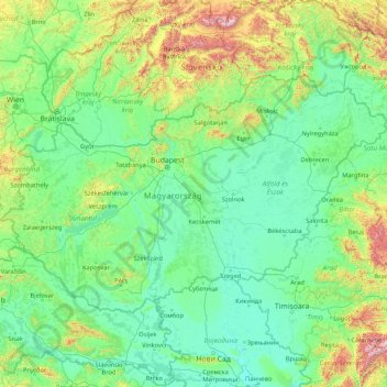 Topografische Karte Ungarn Hohe Relief
