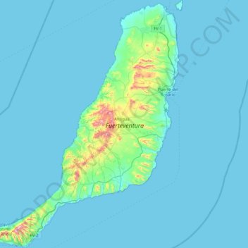 Topografische Karte Fuerteventura, Höhe, Relief