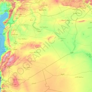 Topografische Karte Syrien Hohe Relief