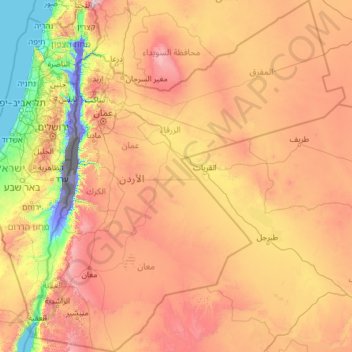 Topografische Karte Jordanien Hohe Relief